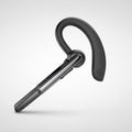 Black Bluetooth headset on a white background