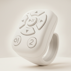 White electronic device with buttons on a light gray background