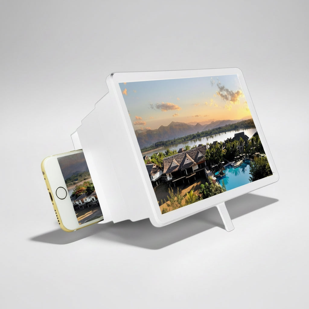 Tablet and smartphone displaying a scenic image of a resort.