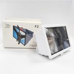 Black magnifying glass with a box featuring a 3D image on a white background